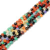 Agate, Mix, Dyed, Faceted Coin, One 4mm Strand