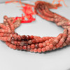 Rhodochrosite, Natural, Faceted Cube, One 4mm Strand