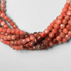Rhodochrosite, Natural, Faceted Cube, One 4mm Strand