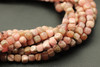 Rhodochrosite, Natural, Faceted Cube, 4mm, One Strand