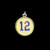 Enamel Charm, #12 Round, White & Blue, 18mm