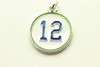 Enamel Charm, #12 Round, White & Blue, 18mm