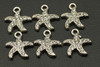 Rhinestone Starfish, Antique Silver (Metal Alloy), 15x13.5, approx. 7