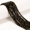 Obsidian, Golden, Natural, Faceted Cube, 4mm, One Strand