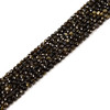 Obsidian, Golden, Natural, Faceted Cube, 4mm, One Strand