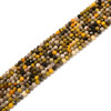 Bumble Bee, "Jasper", Natural, Faceted Round, One 3mm Strand