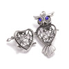 Cage, Owl with Blue Crystal Eyes, Silver Plated Metal Alloy, Pendant, 52x28x28mm