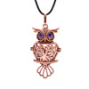 Cage, Owl with Blue Crystal Eyes, Copper Plated Metal Alloy, Pendant, 52x28x28mm