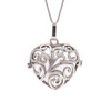 Cage, Heart, Curly Design, Silver Plated Metal Alloy, Pendant, 30x32x15mm