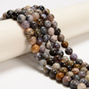 Opal, Black Moss, Natural, Smooth Round, One 8mm Strand
