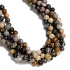 Opal, Black Moss, Natural, Smooth Round, One 10mm Strand