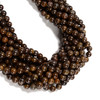 Bronzite, Natural, Smooth Round, 8mm, One Strand