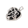 Agate, Black, Dyed, Natural, Heart Shape Pendant, 35x27mm