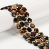 Tiger Eye, Mixed Color, Heated, Faceted, Hexagon Coin, One 10mm Strand