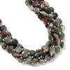 Bloodstone, Natural, Faceted, Hexagon Coin, One 10mm Strand