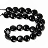 Obsidian, Black, Natural, Smooth Coin, One 15mm Strand