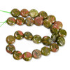 Unakite, Natural, Smooth Coin, One 15mm Strand