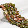 Unakite, Natural, Smooth Coin, One 15mm Strand