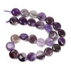 Amethyst, Mixed, Quartz, Natural, Smooth Coin, One 15mm Strand