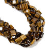 Tiger Eye, Natural, Smooth Square, One 12mm Strand