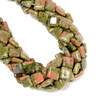 Unakite, Natural, Smooth Square, One 12mm Strand