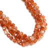 Carnelian Agate, Mix, Heated, Fancy Faceted Cube Beads, One 6mm Strand