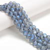 Steel Blue, Smooth Round, Window Cut Glass, One 8mm Strand