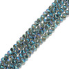 Blue Rainbow, Smooth Round, Window Cut Glass, One 4mm Strand