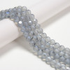 Landguid Blue, Smooth Round, Window Cut Glass, One 8mm Strand