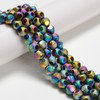 Rainbow Flare, Smooth Round, Window Cut Glass, One 8mm Strand
