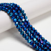 Blue Flare, Smooth Round, Window Cut Glass, One 6mm Strand