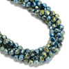 Blue/Green Flare, Smooth Round, Window Cut Glass, One 8mm Strand