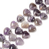 Amethyst, Chevron, Natural, Puffy Heart, One 20mm Strand