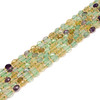 Fluorite, Mix, Natural, Faceted Rice Beads, One 6x8mm Strand