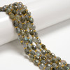 Labradorite, Natural, Faceted Rice Beads, One 6x8mm Strand