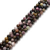 Tourmaline, Mix, Faceted Round, One 8mm Strand