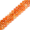 Carnelian Agate, Mix, Heated, Faceted Twisted Helix Beads, One 8mm Strand