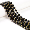 Onyx, Black, Dyed, Faceted Twisted Helix Beads, One 8mm Strand