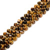 Tiger Eye, Natural, Faceted Twisted Helix Beads, One 8mm Strand