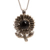 Black Agate, Dyed, Sunflower, One Pendant, 33x22mm