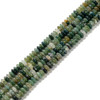 Moss Agate, Natural, Heishi Bicone, one 3x6mm strand