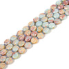 Impression Jasper, Blue, Dyed, Faceted, Hexagon Coin, One 10mm Strand