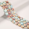 Impression Jasper, Blue, Dyed, Faceted, Hexagon Coin, One 10mm Strand