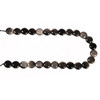 Obsidian, Silver, Natural, Smooth Coin, One 15mm Strand
