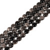 Obsidian, Silver, Natural, Smooth Coin, One 15mm Strand