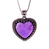 Amethyst, Natural, Heart Studded, One Pendant, 35x25mm