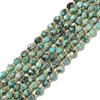 African Turquoise, Jasper, Dyed, Faceted Rice Beads, One 6x8mm Strand