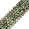 African Turquoise, Jasper, Dyed, Fancy Faceted Cube Beads, One 6mm Strand