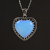 Glass, Opalite, Heart Studded, One Pendant, 35x25mm