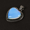 Glass, Opalite, Heart Studded, One Pendant, 35x25mm